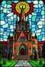 Placeholder: Chernivtsi University in stained glass style