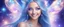 Placeholder: beautiful bright fairy cosmic women with cosmic long straight hair, crystal jewel and dressed with a magic crystal suit. she has light make up and a sweety smile.