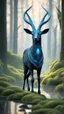 Placeholder: Dark forest, fantasy forest, gazelle with blue neon Crystal horns , intricate details, highly detailed, dreamshaper finetuned model with dynamic art style witg