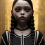 Placeholder: jenna ortega, wednesday addams hair style, wednesday make up, wednesday addams black dress, cinematic, addams family wednesday style, hyper detail, octane render, unreal engine 5, 8k resulation