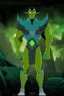 Placeholder: alien From Ben 10 cartoon. Strong, fit body. From his faction. Shark. Advanced jewels and metal. Dark magic. Power and luxury