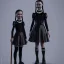 Placeholder:  Greta Thunberg with wednesday addams black dress,soft goth libstick, wednesday addams make up, overknee socks, dramatic lighting, highly detailed oil painting, volumetric lighting