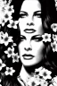 Placeholder: hyper detailed, black and white, thick line, coloring book illustration, lineart, stunningly beautiful liv tyler in flowers, jim lee