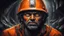 Placeholder: (masterpiece), best quality, expressive eyes, miner, inside mine, eyes close up, fear in eyes, adult men, 40 years man, extreme quality, dark horror art style, horror style, dark art style, Miner inside the mine, look of fear, wearing orange helmet