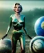 Placeholder: Ultra Realistic retro sci-fi 1960 scene, waist up view portrait, blonde woman, sweet young Marilyn Monroe face, perfect iris, tight latex coat, alien planet background, tight style, steel sphere dron levitating, fog, rain, soft color, highly detailed, unreal engine 5, ray tracing, RTX, lumen lighting, ultra detail, volumetric lighting, 3d, finely drawn, high definition, high resolution.