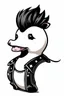 Placeholder: punk rock cow, black and white vector