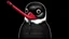 Placeholder: penguin with a club | black background | red eyes