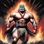 Placeholder: [art by Mil Mascaras] The Nordic wrestler, Bjorn Thunderstruck, stood tall and imposing in the arena, his blonde hair gleaming under the torchlight. Across from him, the Mexican wrestler, Maria Azteca, exuded a fiery intensity, her dark eyes flashing with determination.