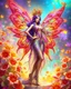 Placeholder: Masterpiece art amazing art picture in Luxurious 3d colorful fractals sharp colors,vibrant colors,rainbow neons colors standing pose sweet pose a adorned carnival fairy wings queen hair purple, golden shiny adorned,in fractals 3d outside ,fractals colorfull,Fully of flowers,butterflies,leaves in 3d outside fractals neons vibrant colorful backgrounds