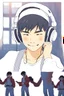 Placeholder: An Asian boy in a white shirt and headphones.