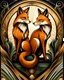 Placeholder: Drawing of two art deco foxes ultra quality