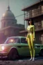 Placeholder: Ultra Realistic retro sci-fi, 1960 year, levitating cars, young woman quiet, latex suit, soft color, highly detailed, unreal engine 5, ray tracing, RTX, lumen lighting, ultra detail, volumetric lighting, 3d, finely drawn, high definition, high resolution.