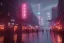 Placeholder: 3D, beautiful, light reflecting, empty future city at night, rainy night, neon, cyberpunk, tron, cyborgs walking, 8k, finely detailed, photo realistic