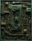 Placeholder: an abstract Assemblage-relief, made from paper, little pieces of plastics and cables, covered in thin transparent cloth, that looks somewhat like a pcb-board with a greenish, grimy hue. hyperreal art in the style of cubism brutalism giger beksinski phillipe druilett enki bilal, unreal engine 5, photorealism