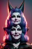 Placeholder: Mae West as evil queen in black leather, leather, busty, cleavage, angry, stern look. character design by cory loftis, fenghua zhong, ryohei hase, ismail inceoglu and ruan jia. unreal engine 5, artistic lighting, highly detailed, photorealistic, fantasy