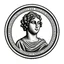 Placeholder: greek statue front face portrait logo, stamp.