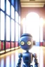 Placeholder: portrait of cute chat robot with nice hairdo waiting on high class web background, huge library background, high speed, motion blur, smoke, 4k, downlight, soft light, depth of field, photorealism, trending on art station