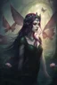 Placeholder: Red hair , dark red, dark Fairy wings Purple hair,water lilies,dark fairy ,ldark red hair princess,nymph,elven crown,dragonflies,tiara,,gothic,glitter,rapunzel hair, very long hair,green eyes