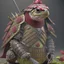 Placeholder: Ultra realistic rendering of turtle samurai, blood, guts, wildflower, intricate, darkred tones,