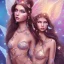 Placeholder:  beautiful angel face princess fairy with sparkle jewel bikini and butterflies in hair