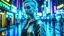 Placeholder: ((futuristic fashion, young woman, cyberpunk cityscape), high-tech accessories, neon lighting, holographic elements), silver reflective clothing, glowing tattoos, LED eyelashes, 4k, ultra-detailed, sharp focus, professional photograph, dynamic composition, bustling cyber streets, bokeh lights, night time, Blade Runner inspired, trending on ArtStation, long exposure, Nikon Z7, 85mm lens, f/1.4