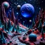 Placeholder: Detailed creepy landscape made of modeling clay, stars and planets, Roger Dean, Tim Burton, strong texture, Ernst Haekel, extreme detail, Max Ernst, decal, rich moody colors, sparkles, bokeh, odd