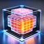 Placeholder: a futuristic translucent neurocube, inside the cube there are partitions made of honeycomb plates