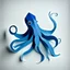 Placeholder: blue squid, made of paper, simple, paper texture, with long thin tail