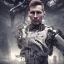 Placeholder: portrait post-apocalypse perfect face lionel messi cyborgs in a cyberpunk city, sci-fi fantasy style, 8k,dark