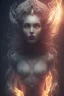 Placeholder: portrait photography of an ethereal beautiful animal goddess, Fire theme art, Dark moody night atmosphere, Portrait of a woman by Michelangelo, 8K, close-up face, anatomically perfect face, oak tree roots, ignore NSFW