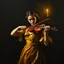 Placeholder: Wide chiaroscuro oil painting, woman violinist emerging from dark background, dramatic oil paint texture, light reflections on violin surface, yellow dress catching candlelight, thick oil glazes, reflective highlights on skin, baroque oil painting technique --ar 16:9 --style Caravaggio oil painting