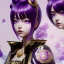 Placeholder: Detailed cute anime girl, purple hair buns, purple bangs, black latex bodysuit, intricate details, full body portrait, keep head in frame, slight smile, black Japanese motif, concept art, highly detailed, digital painting, concept art, sharp focus, illustration, art by Yoji Shinkawa, WLOP and greg rutkowski and alphonse mucha and artgerm and yanjun Chen and Junji ito and Makoto Shinkai, HDR, octane render