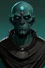 Placeholder: Goliath, monk, humanoid, 10 feet tall, teal eyes, 25 years old, black