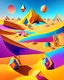 Placeholder: A surreal desert scene with colorful geometric shapes floating above the sand dunes, in the style of Salvador Dalí, vibrant colors, sharp contrasts, dreamlike imagery, 8K resolution