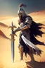 Placeholder: royal knight holding a greatsword roaming a desert