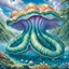 Placeholder: fantasy 90's tcg art of pearlescent giant clam creature