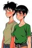 Placeholder: Relaxed and Stylish Anime 90s , short black hair , two personalities
