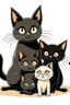 Placeholder: black cat with kittens cartoon