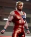 Placeholder: Photo realistic, Wrestler Donald trump, wrestling, American shot, sweat, blood, red breeches, suspenders, retro style, 80s, hot ambient, photo studio, vibrant color, gradient, highly detailed, art stations, concept art, smooth, unreal engine 5, god rays, ray tracing, RTX, lumen lighting, ultra detail, volumetric lighting, 3d, finely drawn, high definition, high resolution.