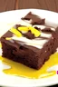 Placeholder: delicious fresh brownie, custard