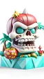 Placeholder: A photo realistic, cute island skull king Kong,jack-in-the-box,candy crush, Halloween character, Disney style, white background