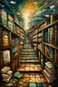 Placeholder: Secret pathway into a world of books expressionism