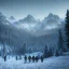 Placeholder: Five people hunting in a snowy forest, horror syle, mountain hut in the background, Alps, night, 8k, HD, cinematography, photorealistic, Cinematic, Color Grading, Ultra-Wide Angle, Depth of Field, hyper-detailed, beautifully color-coded, intricate details, beautifully color graded, Cinematic, Color Grading, Editorial Photography, Depth of Field, DOF, Tilt Blur, White Balance, 32k, Super-Resolution, Megapixel, ProPhoto RGB, VR, Halfrear Lighting, Backlight, Natural Lighti