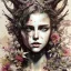 Placeholder: singer Danish MØ face,Style Yoji Shinkawa, watercolor illustration , Dryad, plants, wildflower,