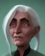 Placeholder: portrait of a dignified old woman with green eyes and white hair