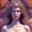 Placeholder: 3d smilling woman,topless, full body and face shown, 32K, intricately detailed, plants, flowers, colorful, rtx, unreal engine 5, art nouveau, clouds, smoke, square type face