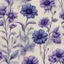 Placeholder: Hyper Realistic sketches of Grungy Purple & Navy-blue flowers on a light-blue-vintage-paper