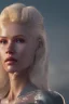 Placeholder: Ultra Realistic retro sci-fi scene, waist up view portrait, blonde woman, sweet young Claudia Schiffer face, perfect iris, glow eyes, makeup. Saturn background, Retro sci-fi style, helmet, tight latex coat, fog, rain, soft color, highly detailed, unreal engine 5, ray tracing, RTX, lumen lighting, ultra detail, volumetric lighting, 3d, finely drawn, high definition, high resolution.