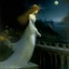 Placeholder: THE GHOST IS STILL DANCING AT NIGHT ON THE OLD COUNTRY BRIDGE. Alphonse Mucha. Leonor Fini