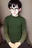 Placeholder: Book description: A boy with thin face, black hair and bright-green eyes. He wore round glasses. very thin scar on forehead